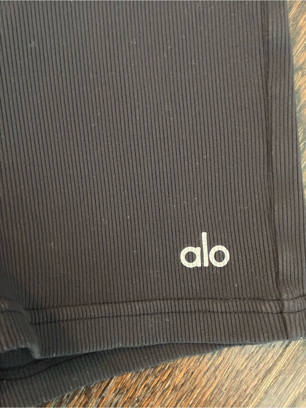 ALO Yoga Black Ribbed High-Rise Bike Shorts - Picture 2 of 4